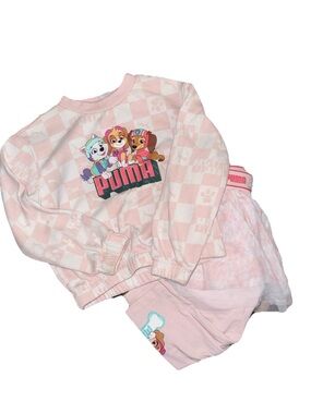 Puma Pink Paw Patrol Girls Sweatshirt Skirt & Leggings Set